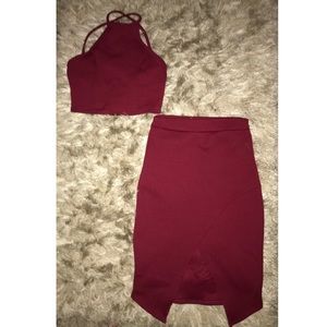 Burgundy two piece set